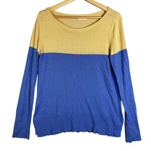 Lilly Pulitzer Colorblock Sweater Palm Tree Logo Yellow Blue Women's M